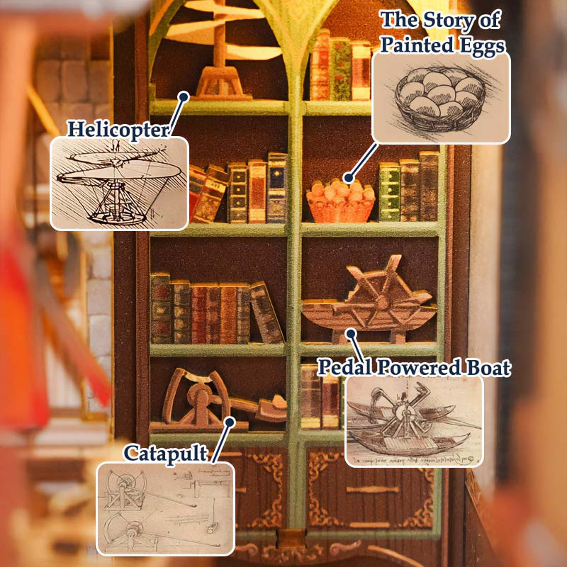 Leonardo Da Vinci Booknook Tonecheer