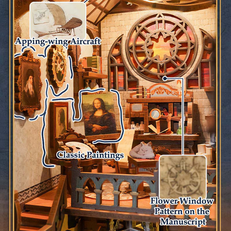 Leonardo Da Vinci Booknook Tonecheer