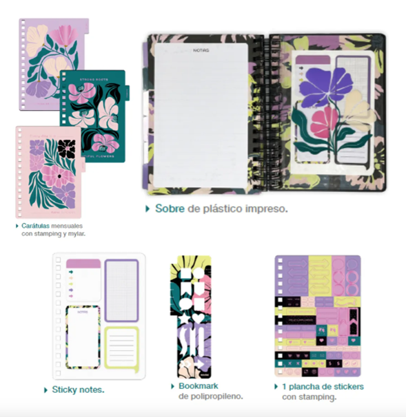 Agenda Espiral Diaria Garden 2026 16x22cm Mooving
