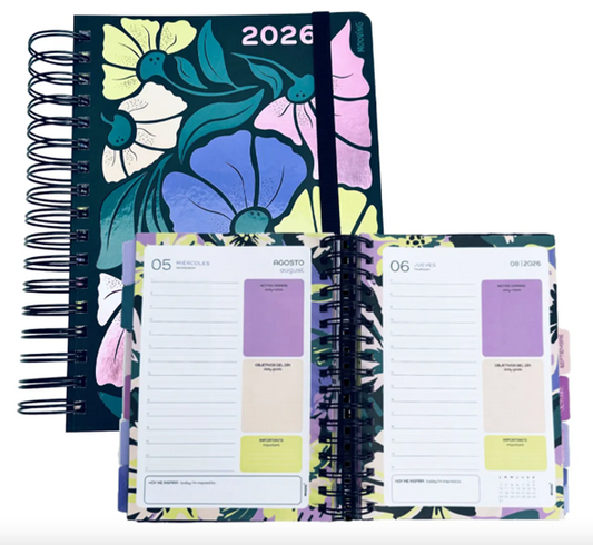 Agenda Espiral Diaria Garden 2026 16x22cm Mooving