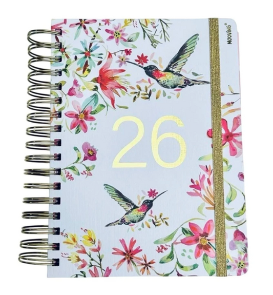 Agenda Espiral Diaria Floral 2026 16x22cm Mooving