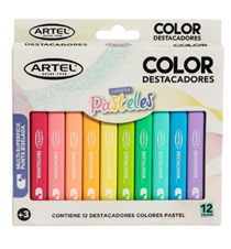 Destacadores Pastel x 12 und Artel