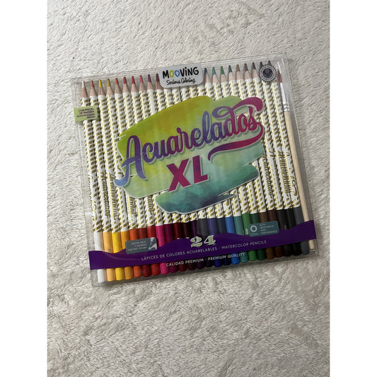 Estuche Con 24 Lápices Colores Acuarelables Premium + Pincel Acuarelables Xl