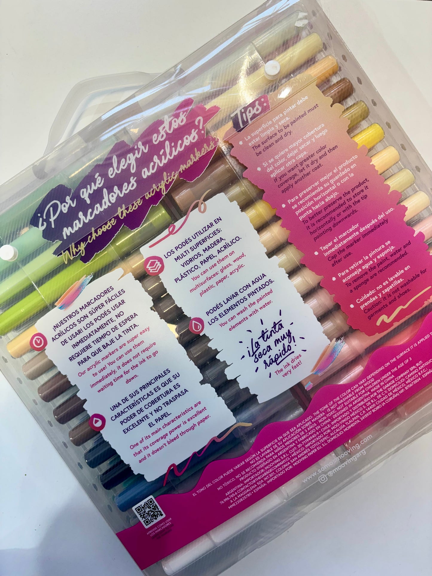 SET 60 MARCADORES ACRÍLICOS PUNTA REDONDA MOOVING