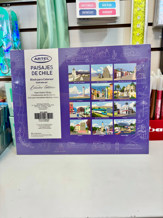 Block para colorear Paisajes de Chile