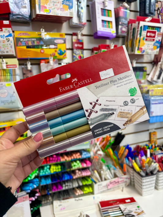 Destacador Textliner Plus Faber-Castell x6 Colores Metálicos