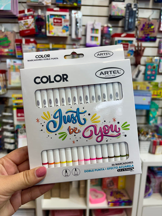 Set marcadores doble punta 36 colores Artel