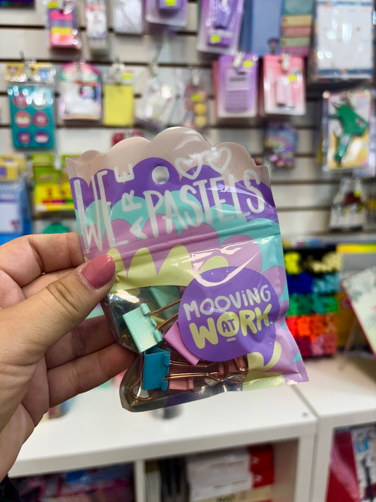 CLIPS APRETADORES 19 MM COLORES PASTEL - MOOVING