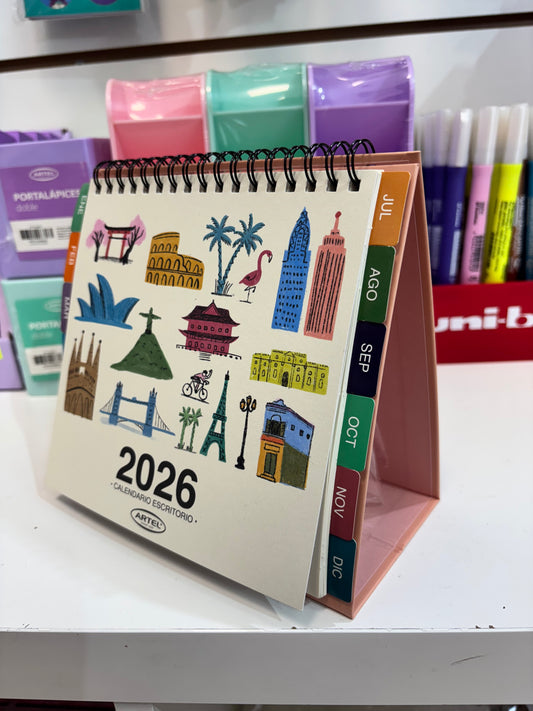 Calendario de escritorio 2026 viajes Artel