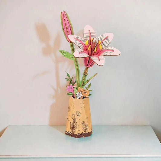Lirio Rosada Pink Lily Flor de Madera
