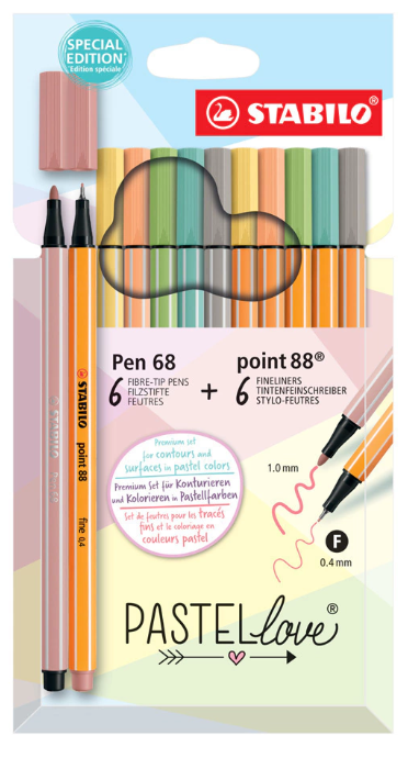 Set pastel love 6 pen 68 y 6 point 88 Stabilo
