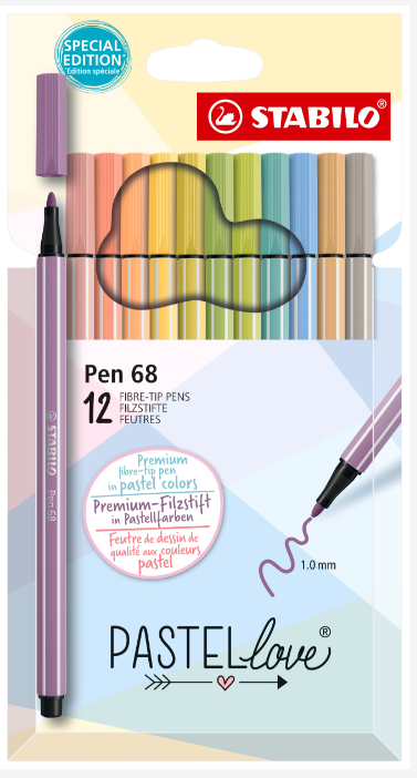 Set 12 Marcadores Stabilo Pen 68 Colores Pastel