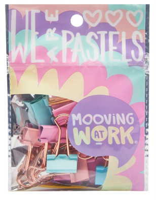 Mooving at work clips apretadores 19 mm pastel rose