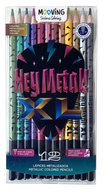 Set Lápices 12 colores metalizados Premium Mooving