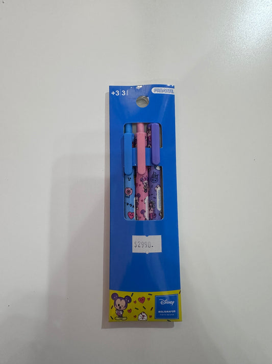 Set de 3 lapiceros de Mickey y Minnie