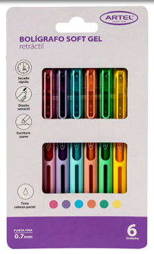 Blíster Lapices Gel Artel 6 Unidades Colores Pastel